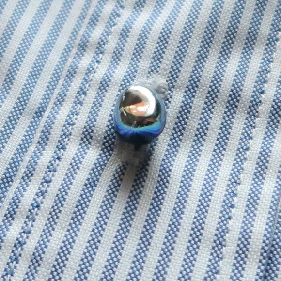 Off-White Virgil Abloh Blue Striped Long Sleeve Button-Up Shirt Graphic Back S - Picture 13 of 16